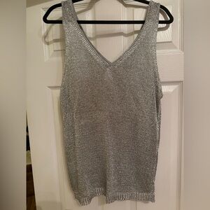Bar III Metallic Silver V-Neck Tank Top